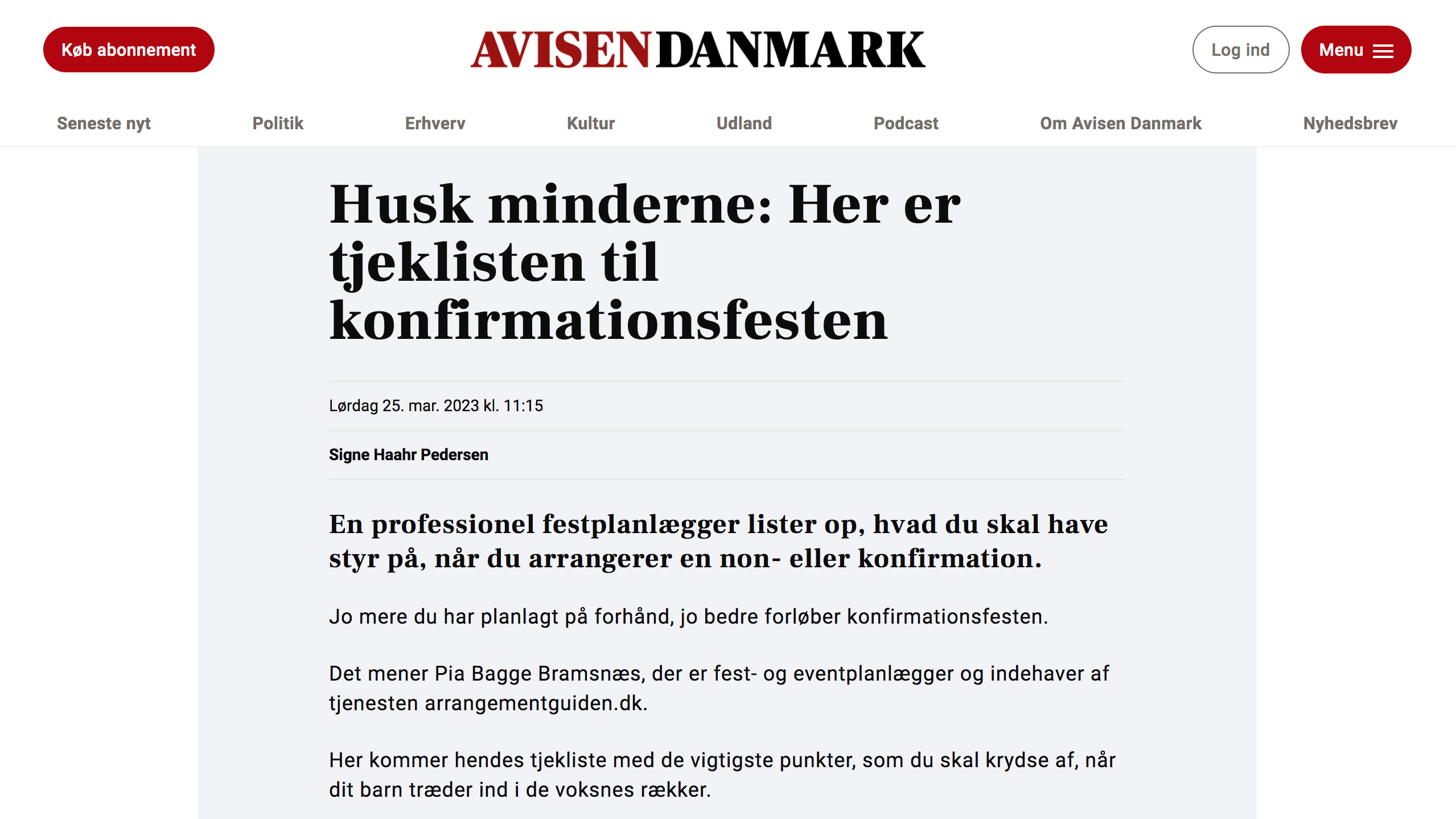 artikel i avisen danmark om konfirmation - ArrangementGuiden
